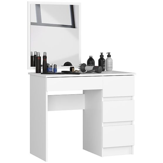 KOZMETICKÝ TOALETNÝ STOLÍK SO ZRKADLOM T-6/SL 500x600 PRAVÝ BIELY