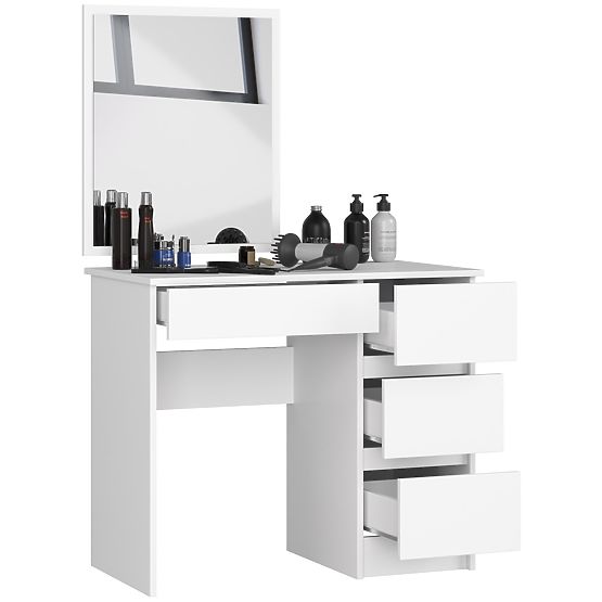 KOZMETICKÝ TOALETNÝ STOLÍK SO ZRKADLOM T-6/SL 500x600 PRAVÝ BIELY