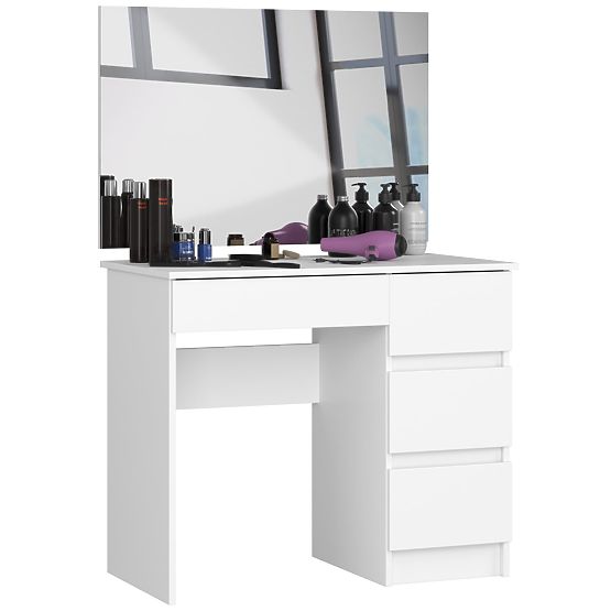 KOZMETICKÝ TOALETNÝ STOLÍK SO ZRKADLOM T-6/SL 900x600 PRAVÝ PK BIELY