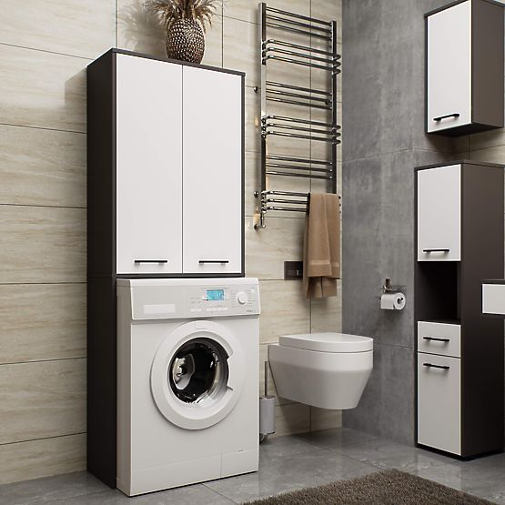 KÚPEĽŇA FIN 180 STĹP NAD PRÁČKU PLNÉ 2D - ŠEDÁ / BIELA