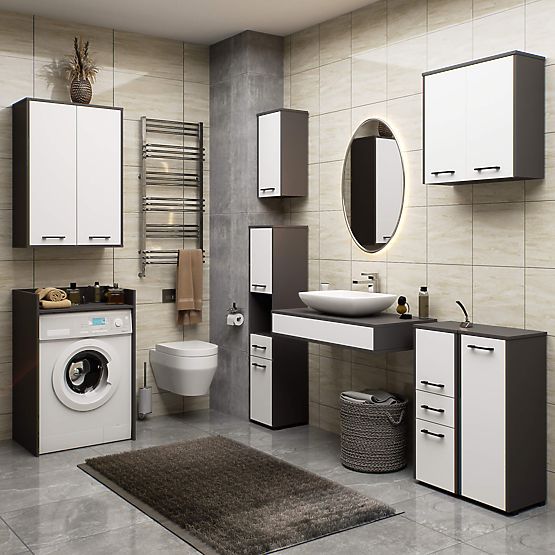 KÚPEĽŇA FIN 180 STĹP NAD PRÁČKU PLNÉ 2D - ŠEDÁ / BIELA