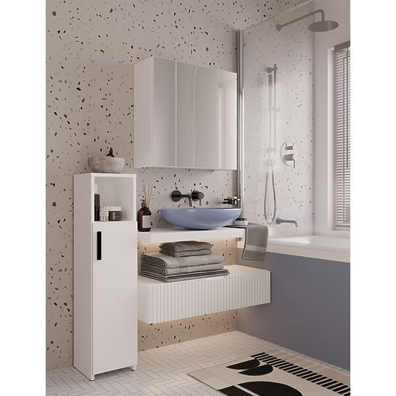Kúpeľňová Skrinka ALVO 1D BIELA 4 Police 1 Dvere Skrinka Do Kúpeľne