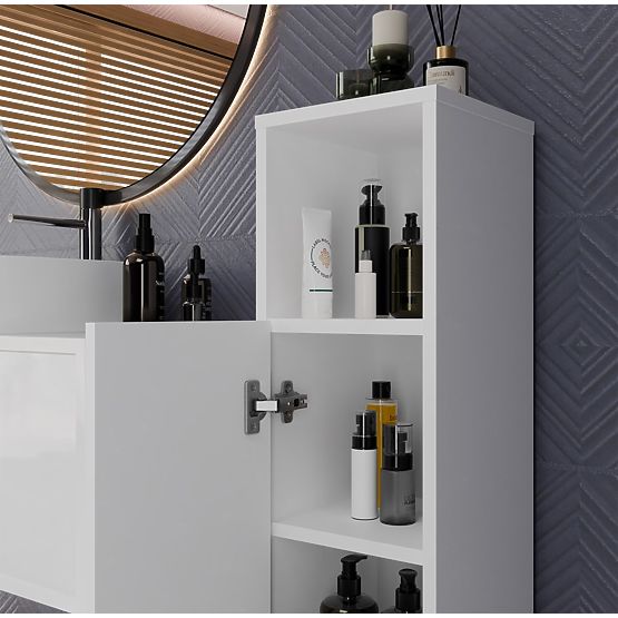 Kúpeľňová Skrinka ALVO 1D BIELA 4 Police 1 Dvere Skrinka Do Kúpeľne