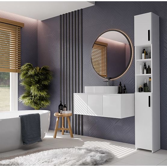 Kúpeľňová Skrinka ALVO 2D BIELA 8 Políc 2 Dvere Skrinka Do Kúpeľne