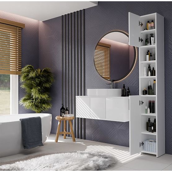 Kúpeľňová Skrinka ALVO 2D BIELA 8 Políc 2 Dvere Skrinka Do Kúpeľne