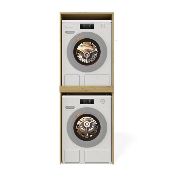 Kúpeľňová skrinka na práčku a sušičku POLA TWIN Regál Stĺp DUB ARTISAN