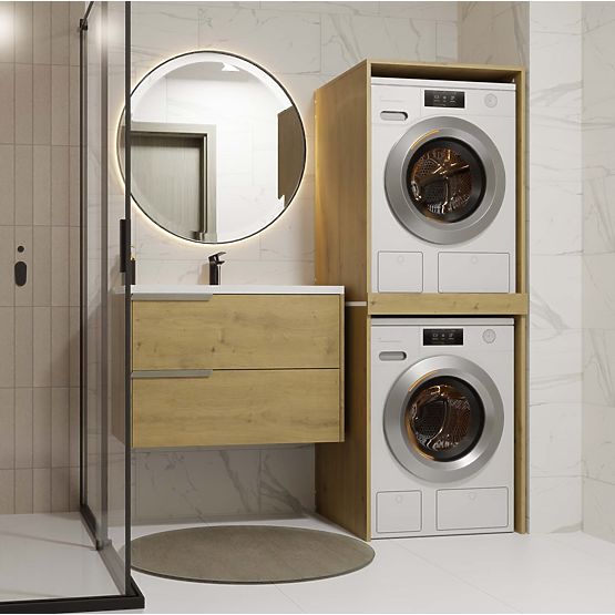 Kúpeľňová skrinka na práčku a sušičku POLA TWIN Regál Stĺp DUB ARTISAN