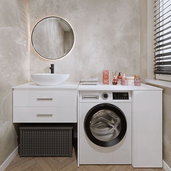 Kúpeľňová skrinka na práčku s dvierkami POLA NP 1D BIELA 2 Police