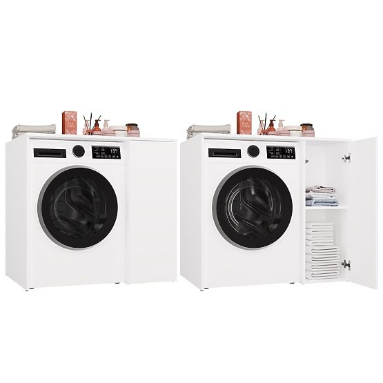 Kúpeľňová skrinka na práčku s dvierkami POLA NP 1D BIELA 2 Police