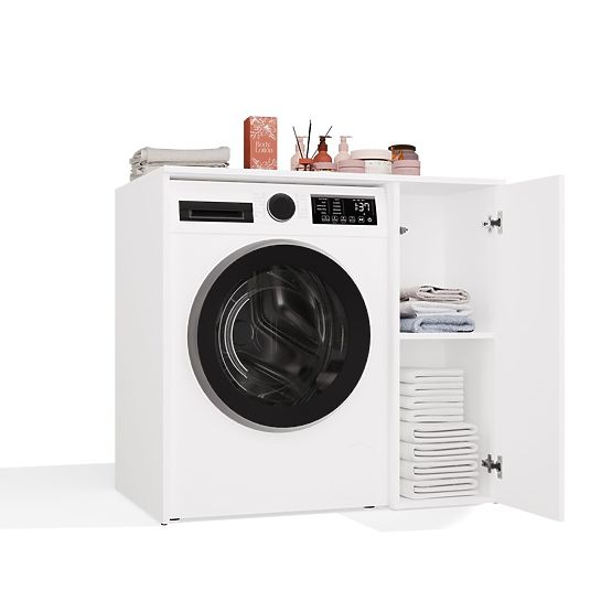 Kúpeľňová skrinka na práčku s dvierkami POLA NP 1D BIELA 2 Police