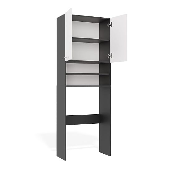 Kúpeľňová Skrinka nad Práčku POLA DK ANTRACIT BIELA Regál Stĺpik 180X64X30