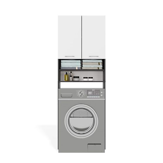 Kúpeľňová Skrinka nad Práčku POLA DK ANTRACIT BIELA Regál Stĺpik 180X64X30