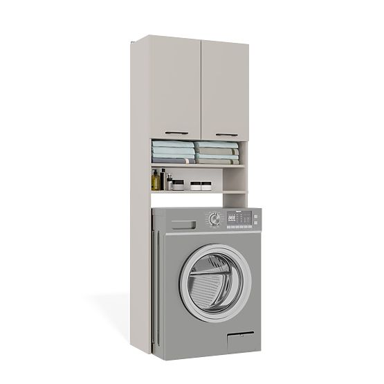 Kúpeľňová skrinka nad práčku POLA DK KAŠMÍR BÉŽOVÁ Regál Stĺp 180X64X30