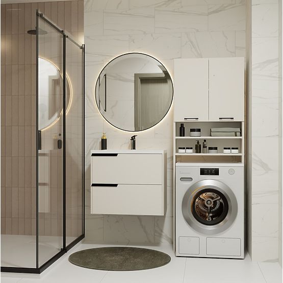 Kúpeľňová skrinka nad práčku POLA DK KAŠMÍR BÉŽOVÁ Regál Stĺp 180X64X30