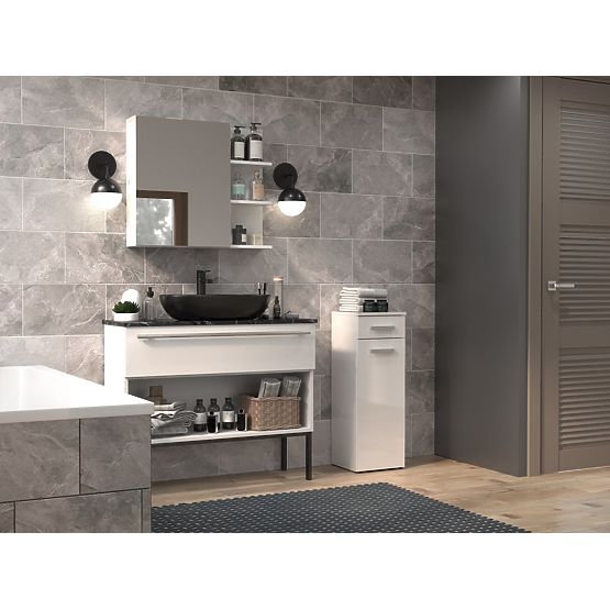 Kúpeľňová skrinka Nel V DS BIELY LESK