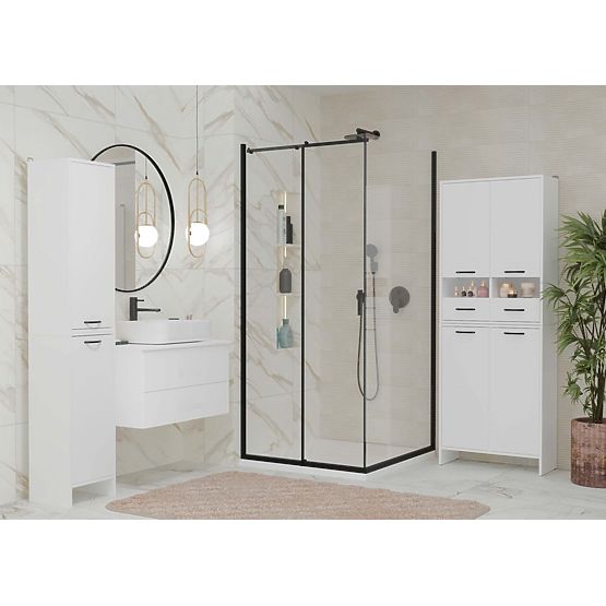 Kúpeľňová skrinka NINA 1K BIELA 1 Kôš na prádlo Regál Stĺpik do kúpeľne