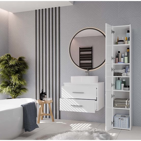 KÚPEĽŇOVÁ SKRINKA POD UMÝVADLO NEL 60 S 2 ZÁSUVKAMI BIELA