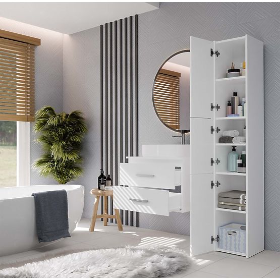 KÚPEĽŇOVÁ SKRINKA POD UMÝVADLO NEL 60 S 2 ZÁSUVKAMI BIELA