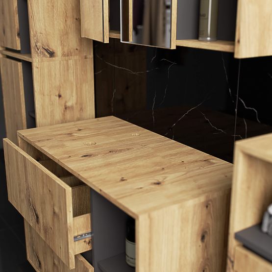 KÚPEĽŇOVÁ SKRINKA POD UMÝVADLO S OTVORMI VAMI W90 UM 2SZ 2P DUB ARTISAN / GRAFITOVÁ SIVÁ