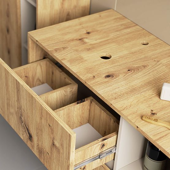 KÚPEĽŇOVÁ SKRINKA POD UMÝVADLO S OTVORMI VAMI W90 UM 2SZ 2P DUB ARTISAN / KAŠMÍR