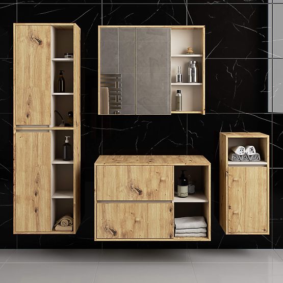 KÚPEĽŇOVÁ SKRINKA POD UMÝVADLO S OTVORMI VAMI W90 UM 2SZ 2P DUB ARTISAN / KAŠMÍR