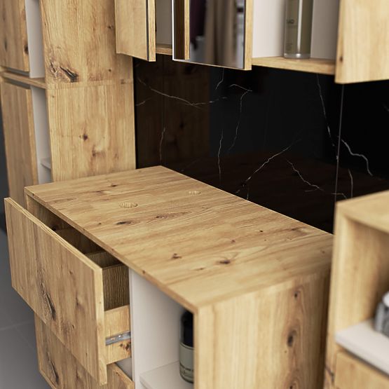 KÚPEĽŇOVÁ SKRINKA POD UMÝVADLO S OTVORMI VAMI W90 UM 2SZ 2P DUB ARTISAN / KAŠMÍR