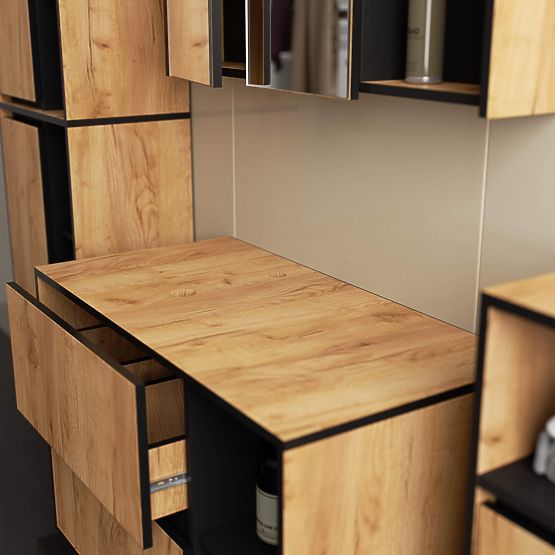 KÚPEĽŇOVÁ SKRINKA POD UMÝVADLO S OTVORMI VAMI W90 UM 2SZ 2P DUB CRAFT / ČIERNA