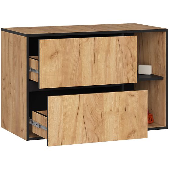KÚPEĽŇOVÁ SKRINKA POD UMÝVADLO VAMI W90 2SZ 2P DUB CRAFT / ČIERNA