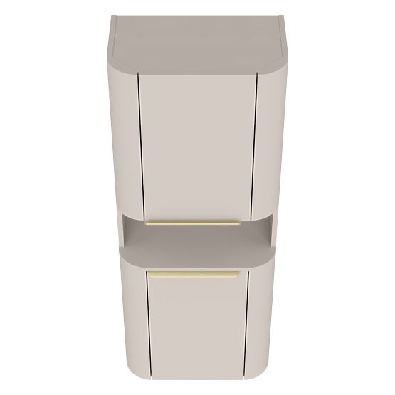 Kúpeľňová skrinka, stĺp Bassa kašmírový, zlaté úchyty, zaoblený