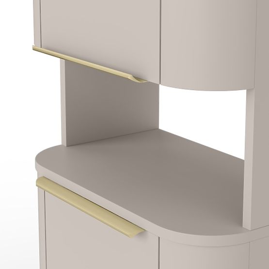 Kúpeľňová skrinka, stĺp Bassa kašmírový, zlaté úchyty, zaoblený