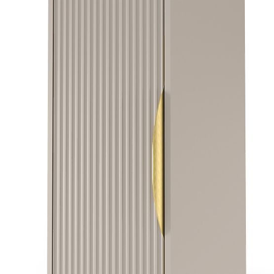 Kúpeľňová skrinka stĺpik Avila, ryhovaná, zlatá úchytka, kašmír