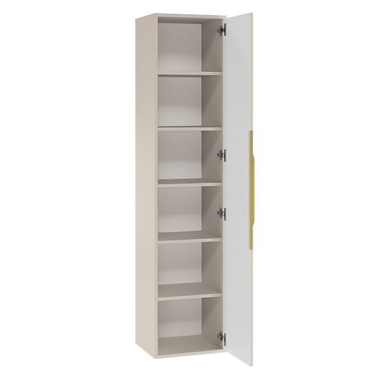 Kúpeľňová skrinka stĺpik Avila, ryhovaná, zlatá úchytka, kašmír