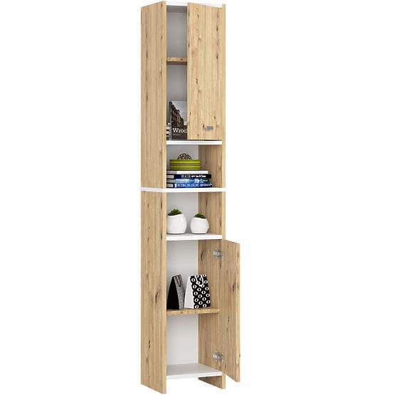 KÚPEĽŇOVÝ REGÁL BETI 2D 2W DUB ARTISAN BIELY