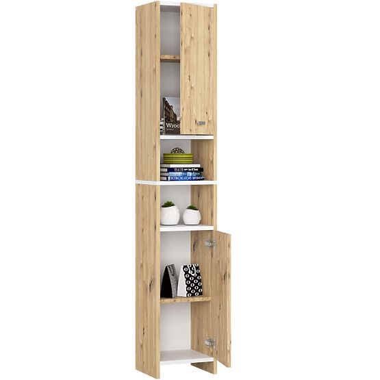 KÚPEĽŇOVÝ REGÁL BETI 2D 2W DUB ARTISAN BIELY