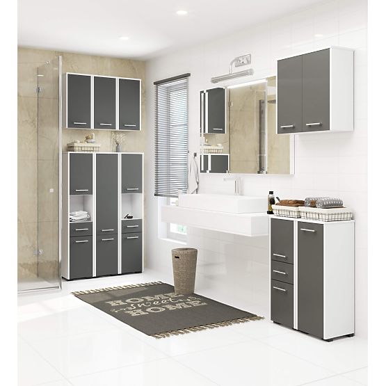 KÚPEĽŇOVÝ REGÁL FIN STĹP 30 2D 140cm BIELA / ŠEDÁ