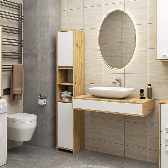 KÚPEĽŇOVÝ REGÁL FIN STĹP 30 2D 1SZ 1W 140cm PK ARTISAN / BIELA