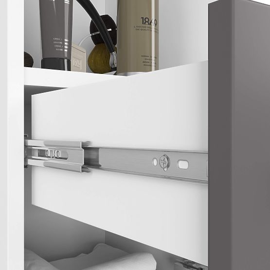 KÚPEĽŇOVÝ REGÁL FIN STĹP 30 2D 1SZ 1W 140cm PK BIELA / ŠEDÁ