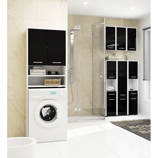 KÚPEĽŇOVÝ REGÁL FIN STĹP 30 2D 1SZ 1W 140cm PK ČIERNY LESK