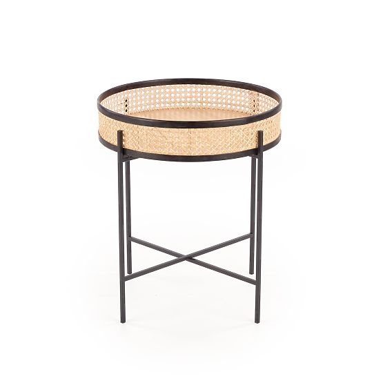 LANIPA stolík čierny / prírodný ratan (1p=1ks)