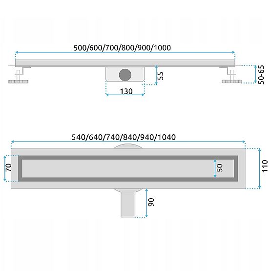 Lineárny odtok REA NEOX PRO Kartáčovaná oceľ 60