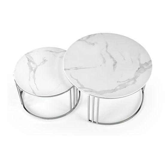 MERCURY 2 sada 2 lavíc, rám - strieborný, sklo - biely mramor (1p=1ks)