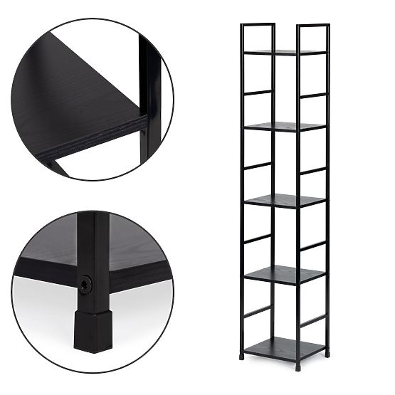 Moderná drevená polica s kovovým rámom LOFT 5 políc