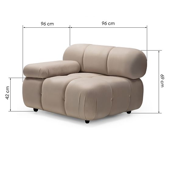 Modul ľavostranný Fluf Big svetlo béžový, zamatový