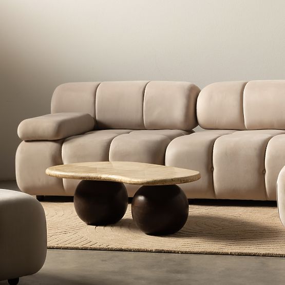 Modul ľavostranný Fluf Big svetlo béžový, zamatový