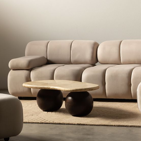 Modul ľavostranný Fluf Big svetlo béžový, zamatový