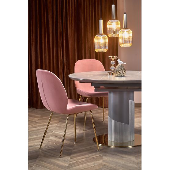 MUSCAT rozkladací stôl doska - sivý mramor, noha - svetlosivá / zlatá (3p=1ks)