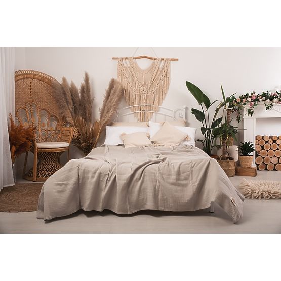 Mušelínový prehoz na posteľ 210x240 svetlo béžový