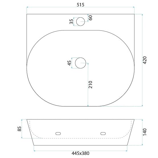 Nábytkové / nástenné umývadlo Rea Kim 52
