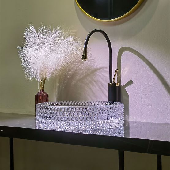 Nábytkové umývadlo Rea Cristal Transparent 39