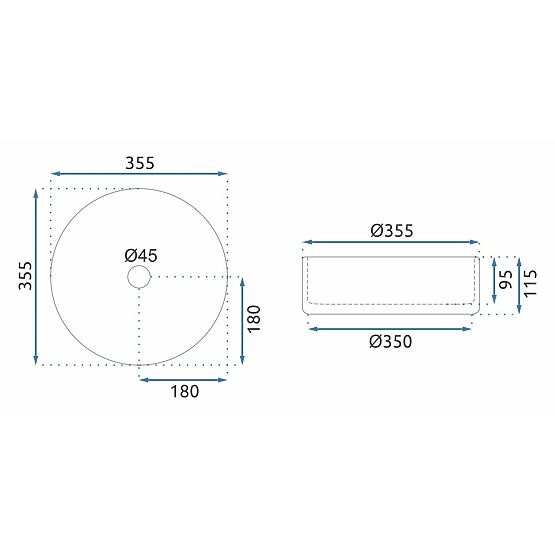 Nadčasové umývadlo Rea Cristal 35 Black